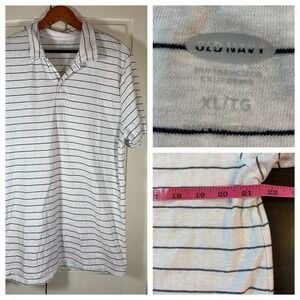 Old Navy Short Sleeve Polo Mens Size XL Blue‎ Striped Soft Washed Golf Casual